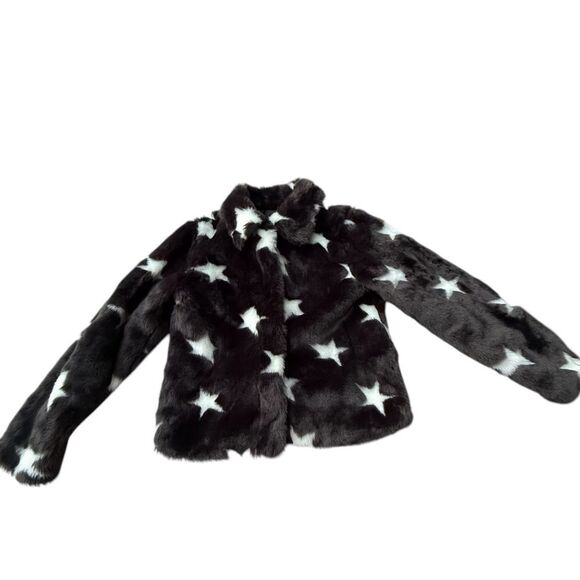 Epic Threads Big Girls Faux Fur Star Jacket Coat Black White Stars Whimsigoth XL - Picture 5 of 9